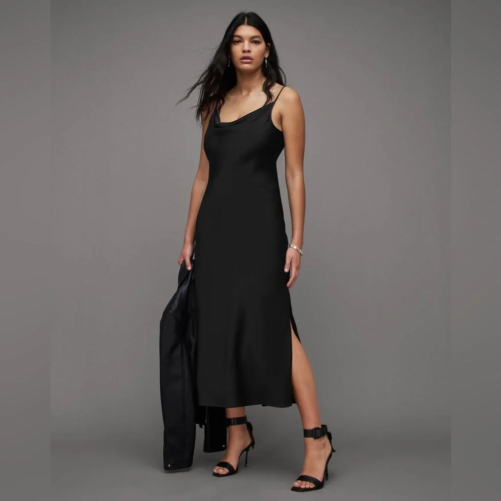 NWT All Saints Hadley Slip Midi Dress - Picture 2 of 5